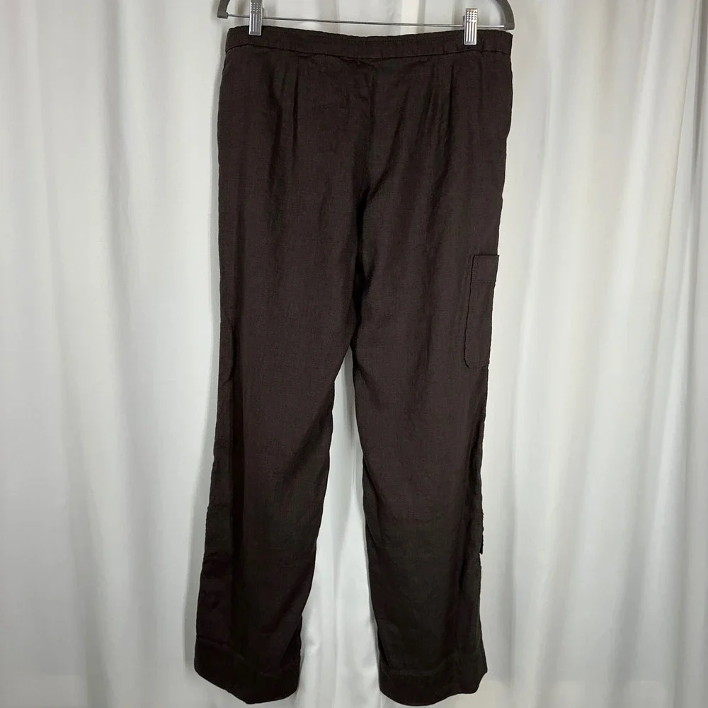 Banana Republic Linen Blend Cargo Pants Size 6 Brown Roll Tab 30